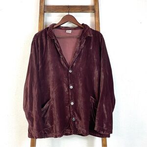 Vintage CP Shades Wine Colored Lightweight Oversized Velvet Jacket Size Small